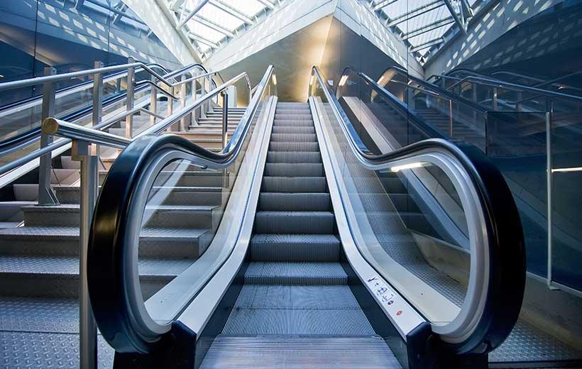 Heathrow escalator handrail sanitisation